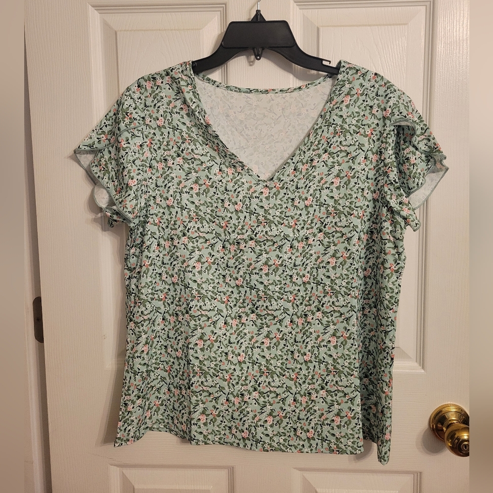 Floral Green Women's Top
